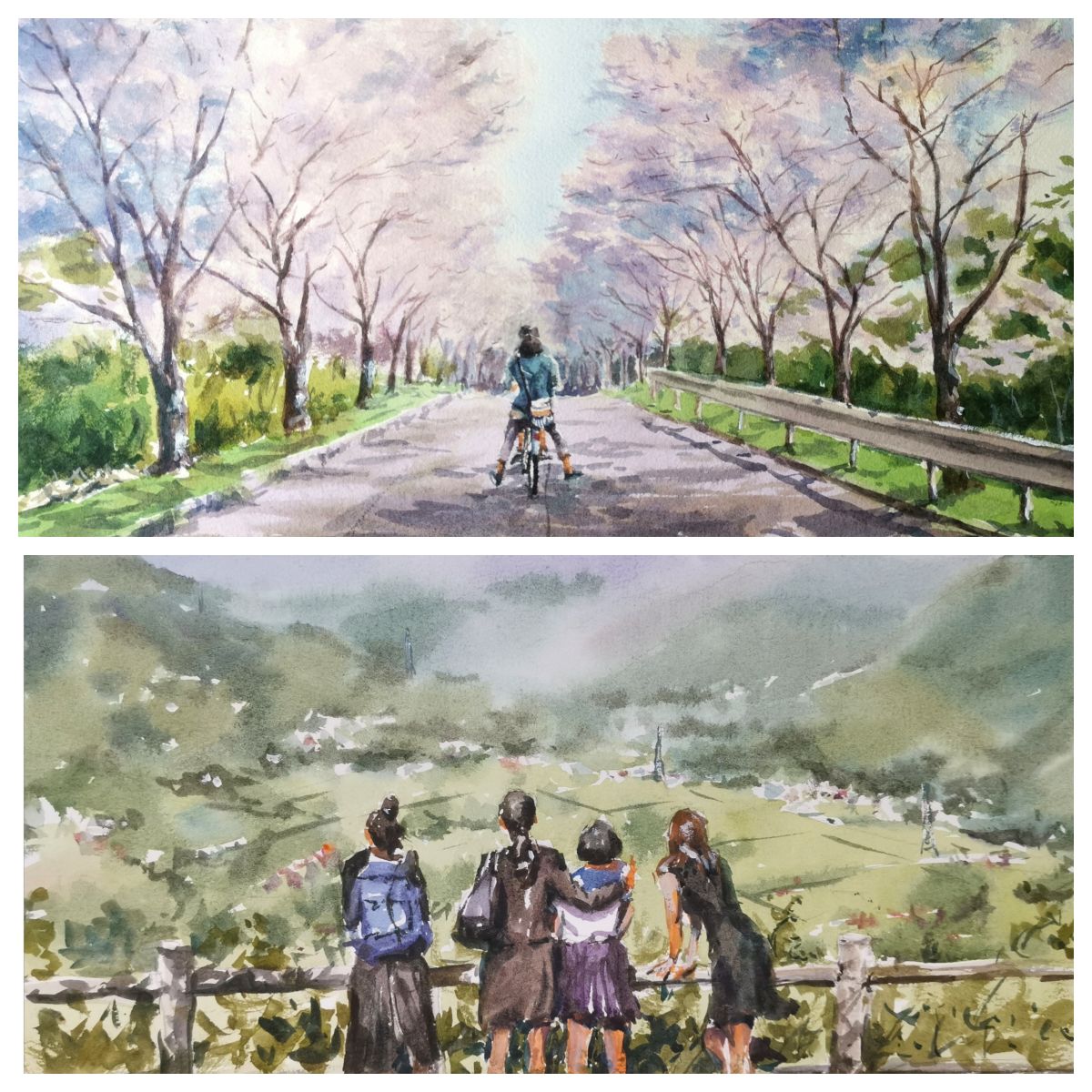 Watercolor Scenes from Our Little Sister