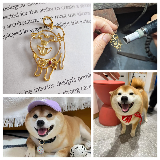 Custom gold Shiba Inu pendant made using lost-wax casting for client ZZ