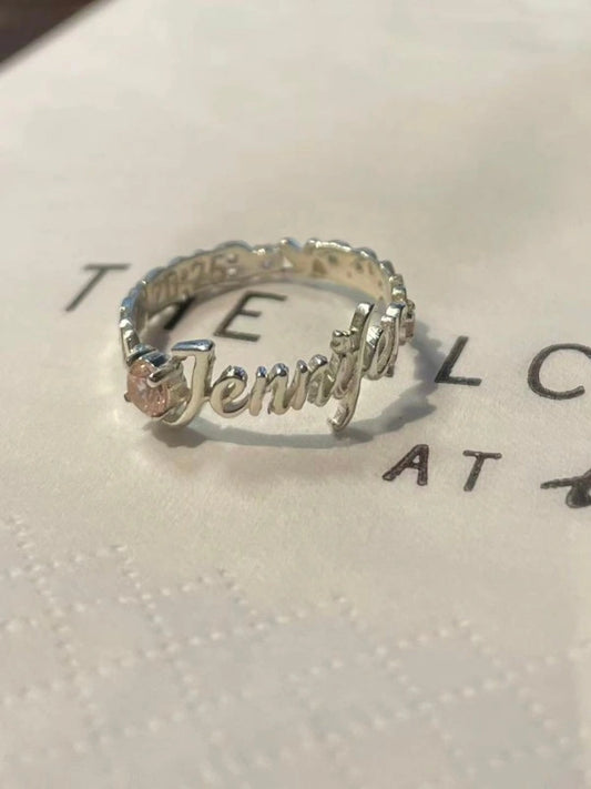 Custom personalized name ring with engraved details