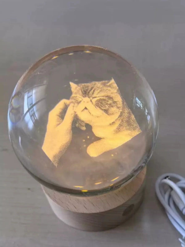 Custom Pet Memorial Crystal Ball - Pet Memorial | POMTIQUE custom handcrafted jewelry