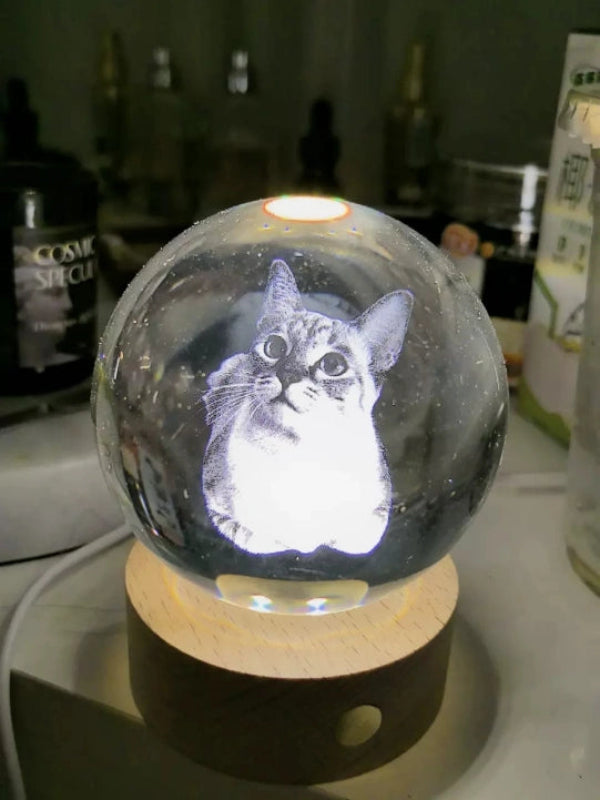 Custom Pet Memorial Crystal Ball - Pet Memorial | POMTIQUE custom handcrafted jewelry