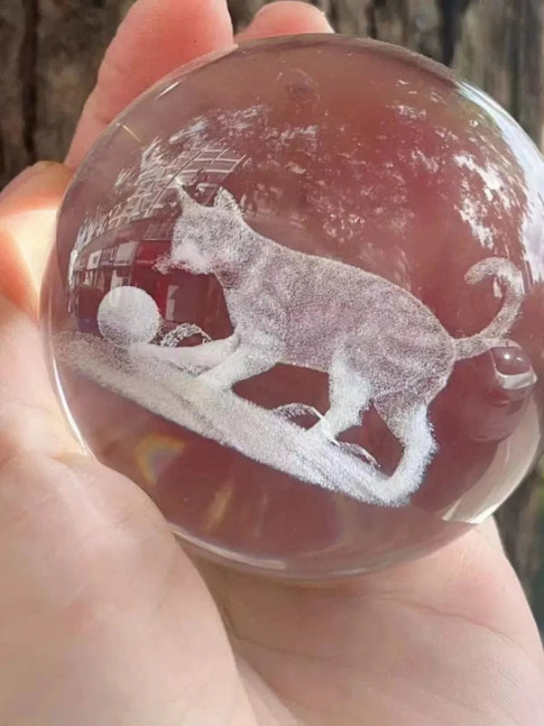 Custom Pet Memorial Crystal Ball - Pet Memorial | POMTIQUE custom handcrafted jewelry