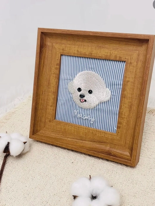 Custom Pet Portrait Embroidered Photo Frame