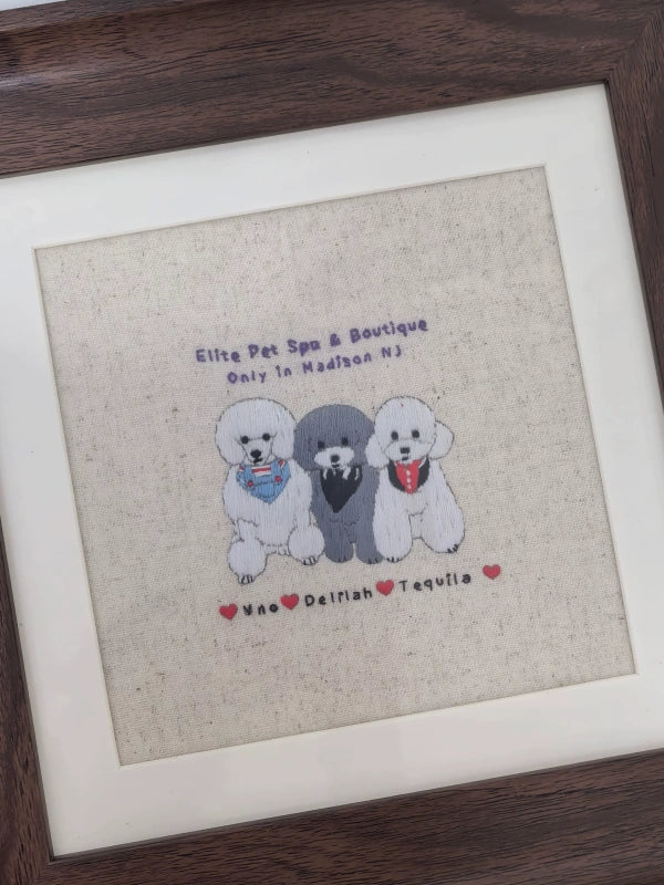 Custom Pet Portrait Embroidered Photo Frame
