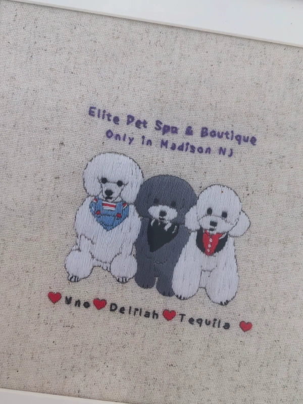 Custom Pet Portrait Embroidered Photo Frame