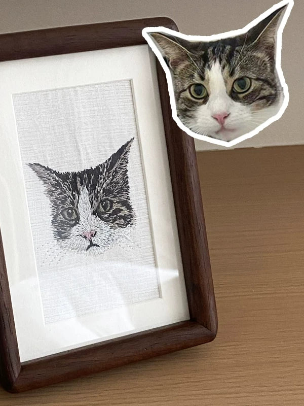 Custom Pet Portrait Embroidered Photo Frame
