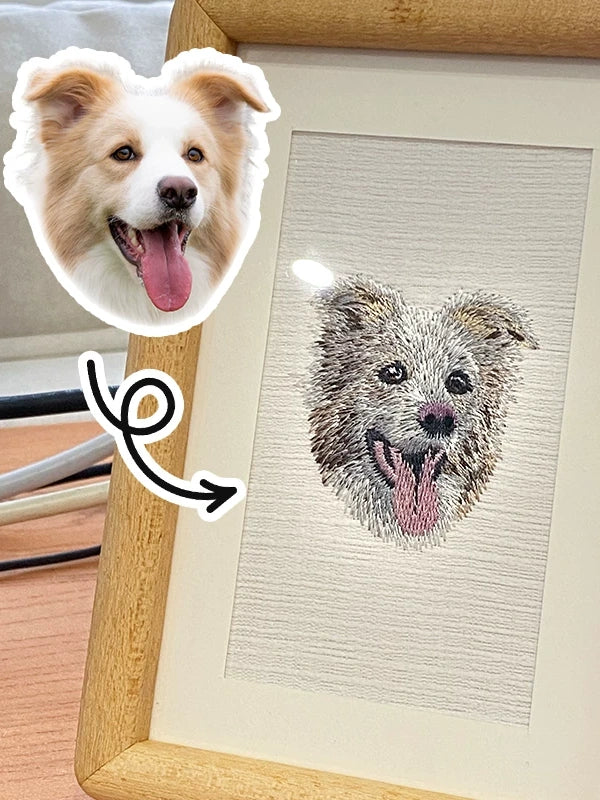 Custom Pet Portrait Embroidered Photo Frame