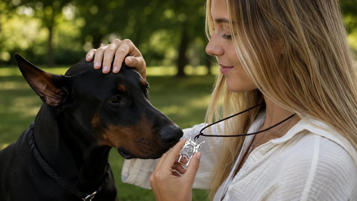 Custom dog portrait pendant featuring a personalized dog design