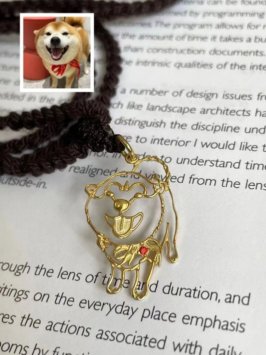 Custom dog portrait pendant in 925 sterling silver