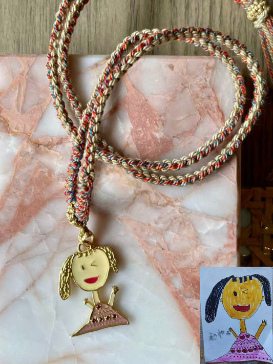 Custom Child's Drawing Pendant - Personalized Jewelry | POMTIQUE custom handcrafted jewelry