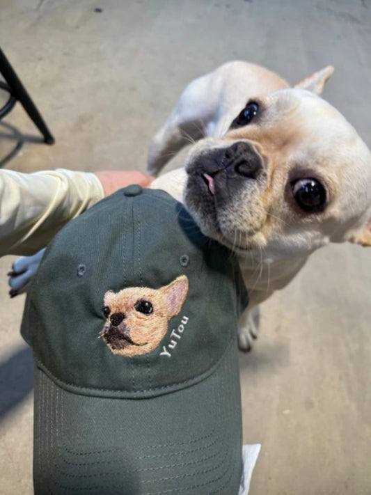 Custom Pet Portrait Embroidered Baseball Cap - Accessories | POMTIQUE custom handcrafted jewelry