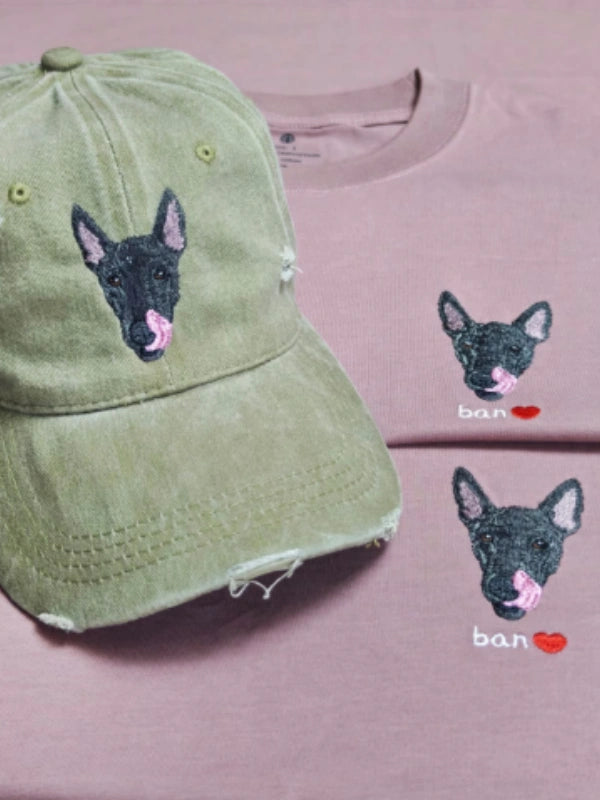 Custom Pet Portrait Embroidered Baseball Cap - Accessories | POMTIQUE custom handcrafted jewelry