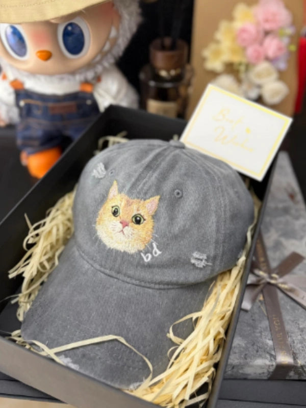 Custom Pet Portrait Embroidered Baseball Cap - Accessories | POMTIQUE custom handcrafted jewelry