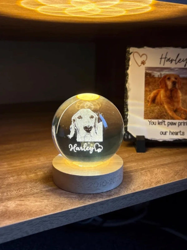 Custom Pet Memorial Crystal Ball - Pet Memorial | POMTIQUE custom handcrafted jewelry
