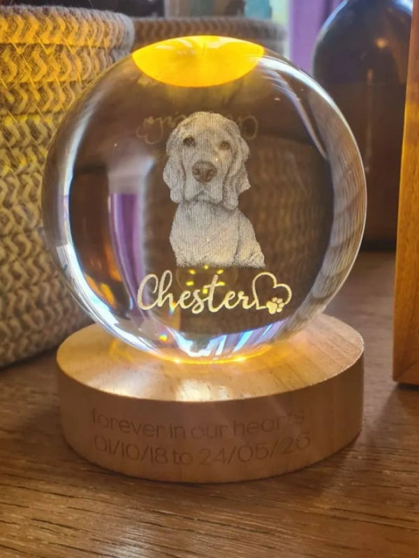 Custom Pet Memorial Crystal Ball - Pet Memorial | POMTIQUE custom handcrafted jewelry
